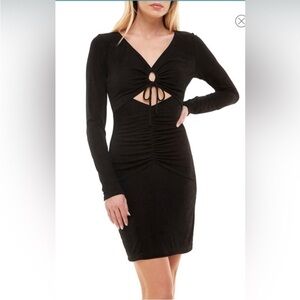 Socialite Black Long Sleeve Cut-Out Dress